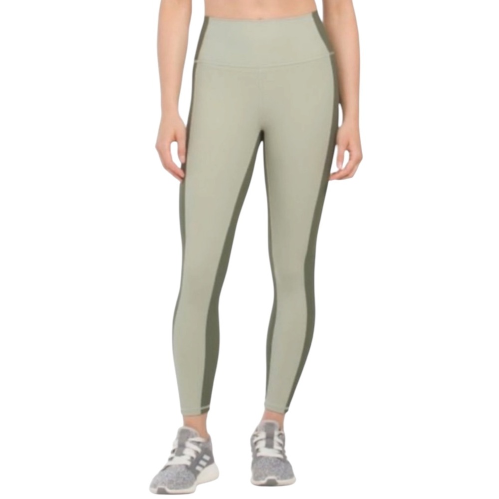 Wilo The Label Athleisure Olive Green Sage Colorblock High Rise Leggings Large